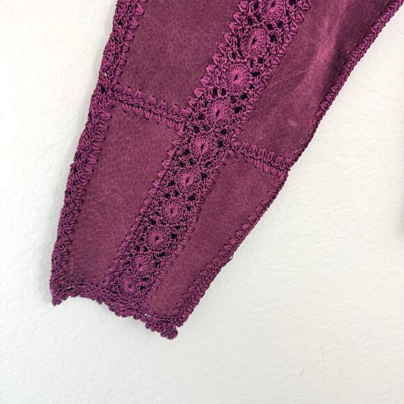 Rare Vintage Dead Stock Womens Leather Lace Jacket Size L Boho Chic Festival - Picture 6 of 7